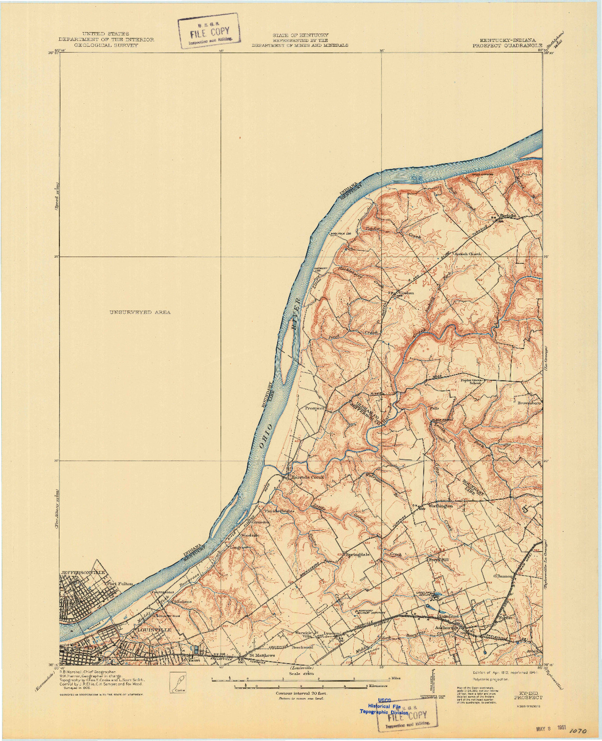 USGS 1:62500-SCALE QUADRANGLE FOR PROSPECT, KY 1912