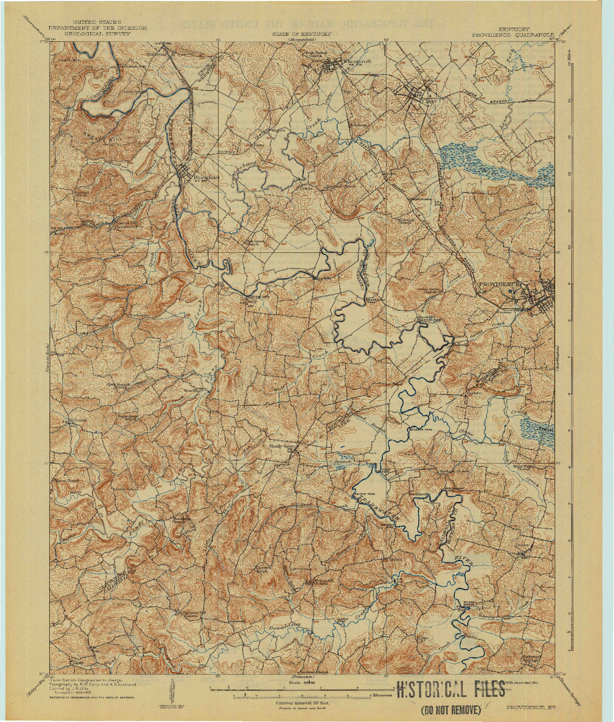 USGS 1:62500-SCALE QUADRANGLE FOR PROVIDENCE, KY 1909