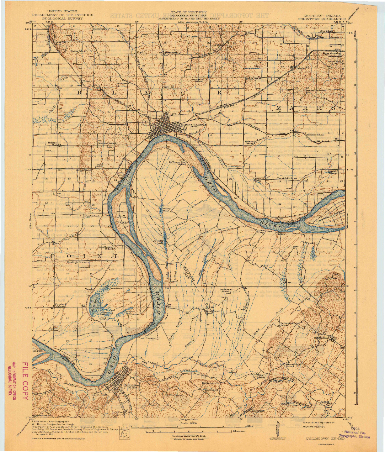 USGS 1:62500-SCALE QUADRANGLE FOR UNIONTOWN, KY 1917