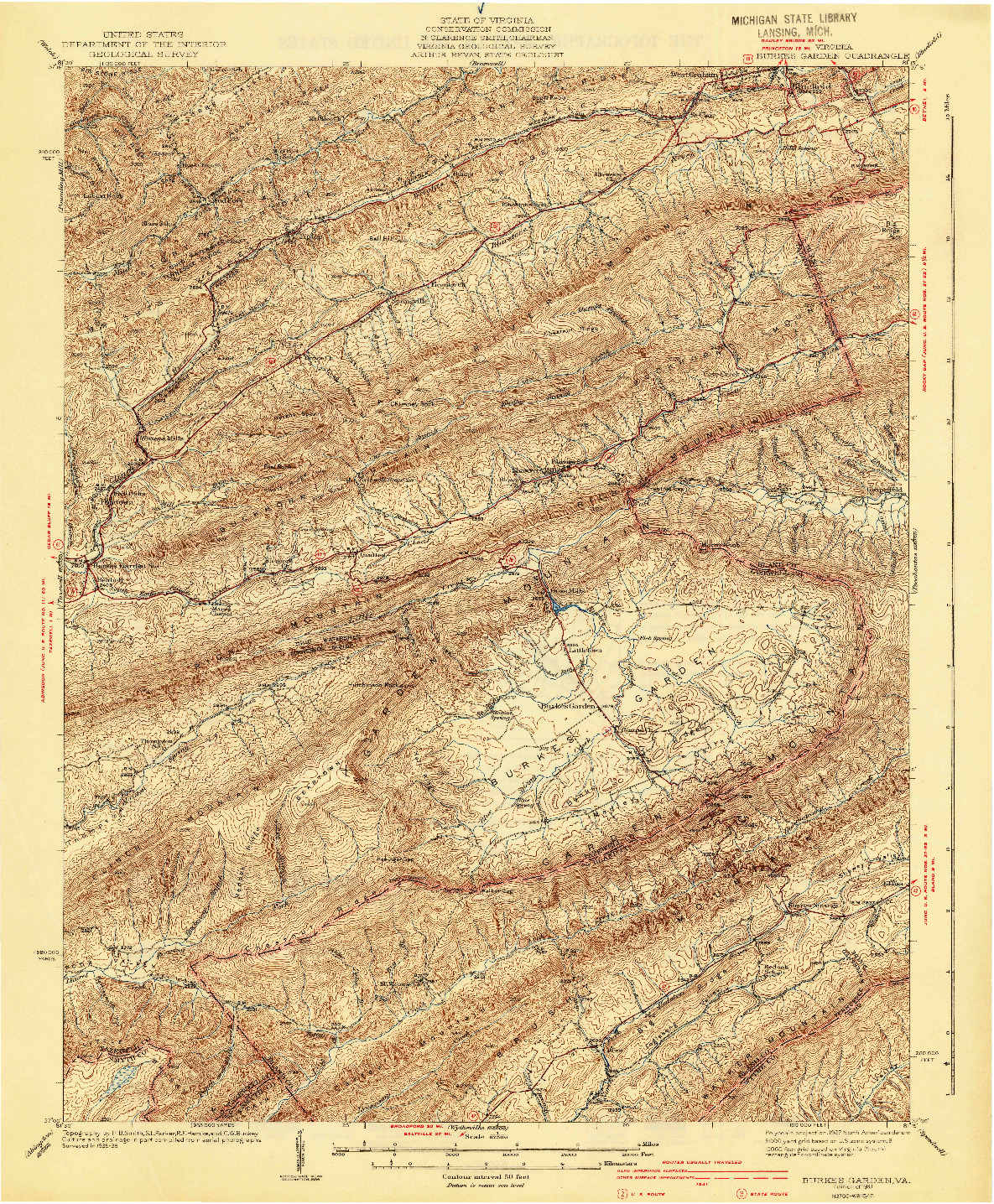 USGS 1:62500-SCALE QUADRANGLE FOR BURKES GARDEN, VA 1941