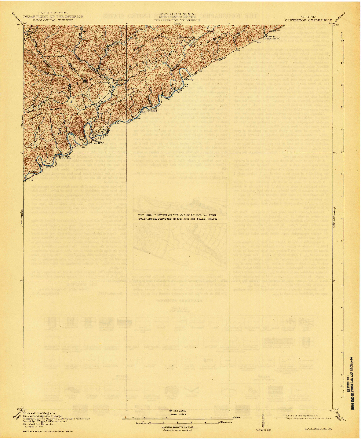USGS 1:62500-SCALE QUADRANGLE FOR CARTERTON, VA 1918