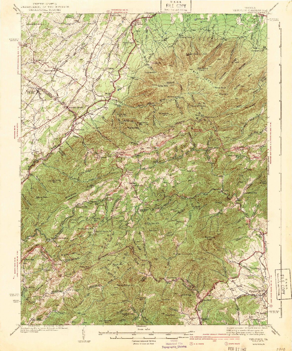 USGS 1:62500-SCALE QUADRANGLE FOR VESUVIUS, VA 1941