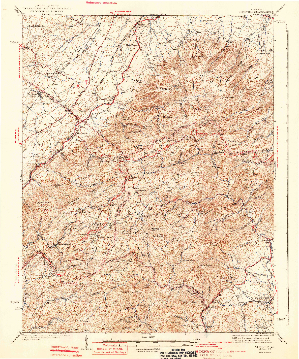 USGS 1:62500-SCALE QUADRANGLE FOR VESUVIUS, VA 1941