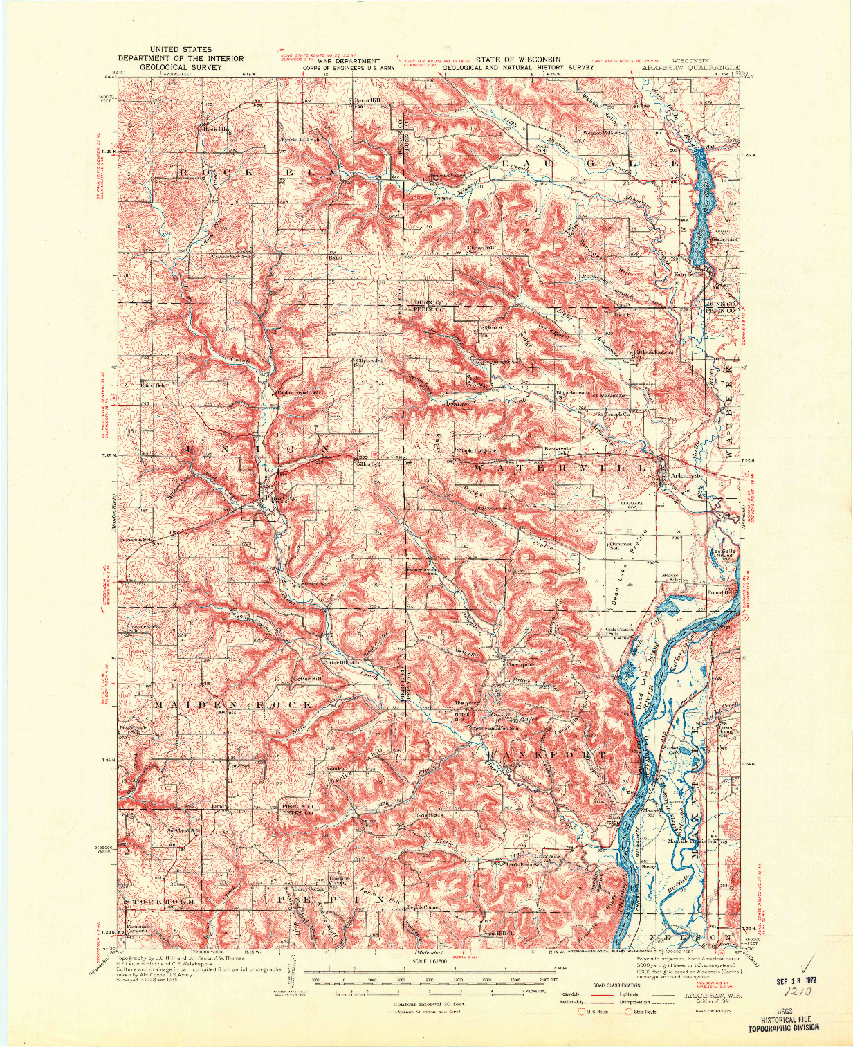 USGS 1:62500-SCALE QUADRANGLE FOR ARKANSAW, WI 1941