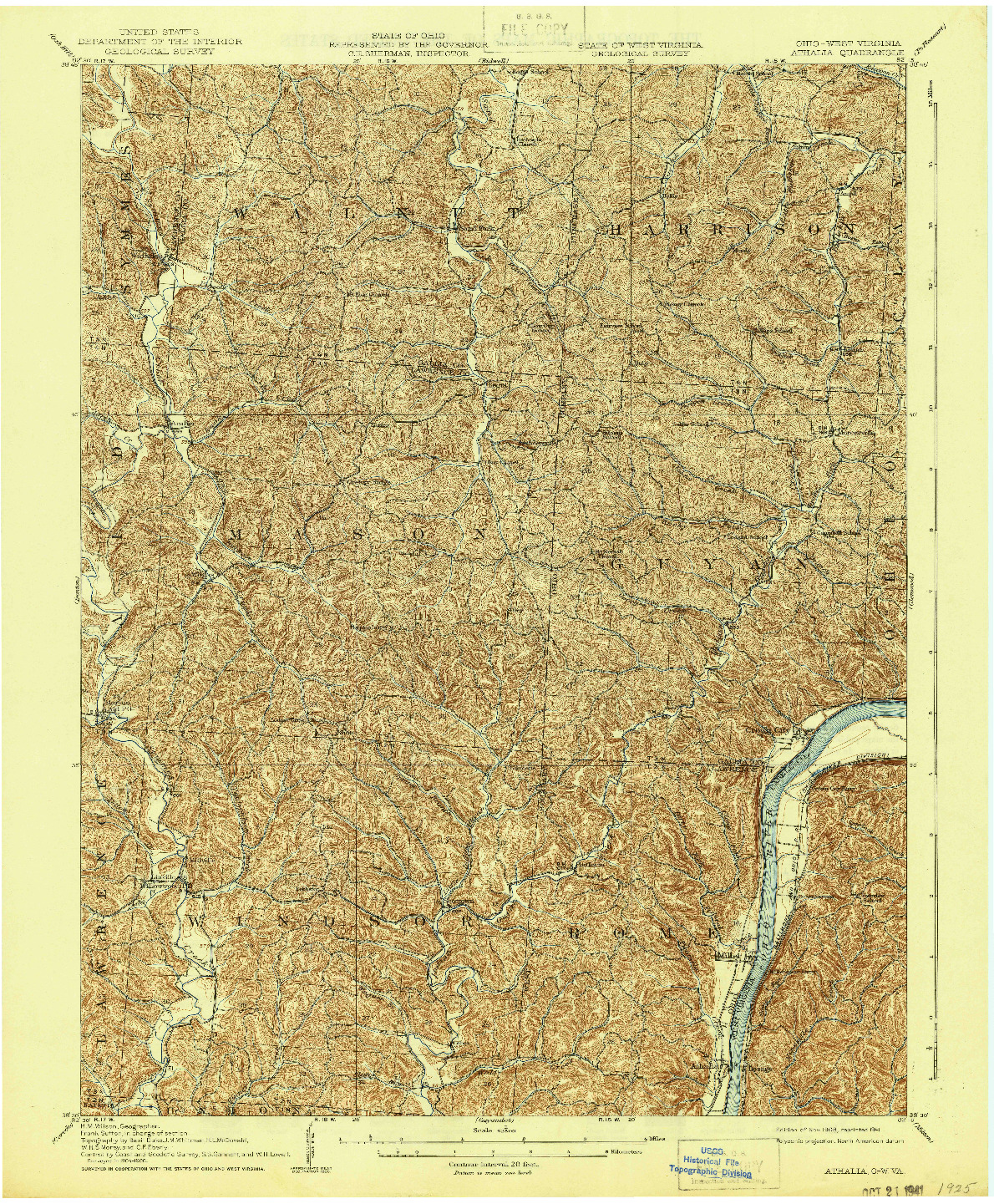 USGS 1:62500-SCALE QUADRANGLE FOR ATHALIA, OH 1908