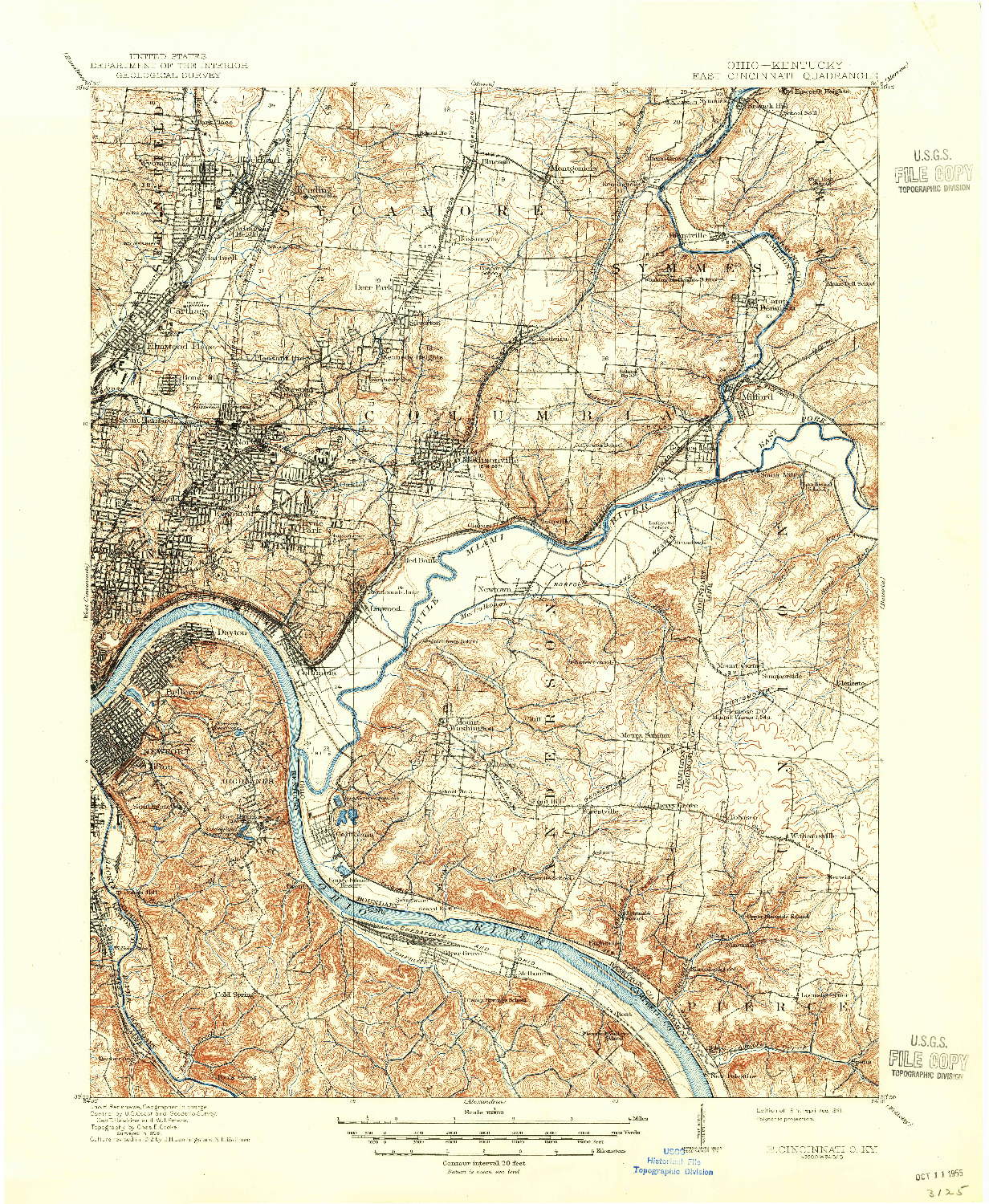 USGS 1:62500-SCALE QUADRANGLE FOR EAST CINCINNATI, OH 1914