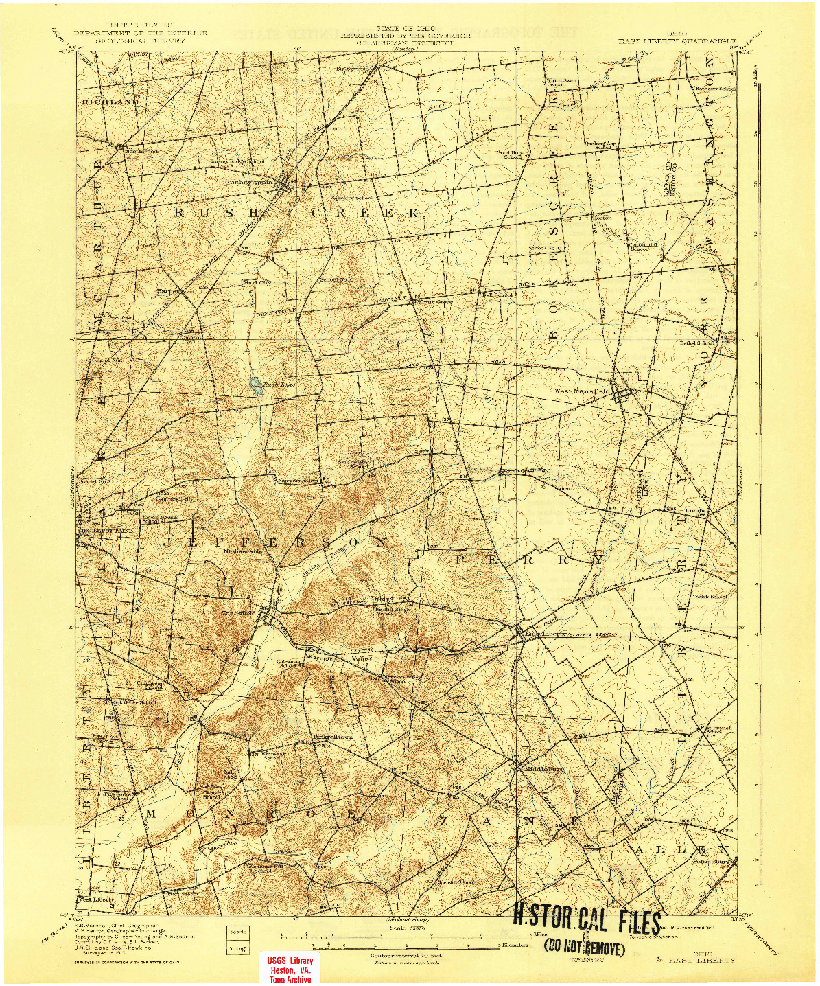 USGS 1:62500-SCALE QUADRANGLE FOR EAST LIBERTY, OH 1915