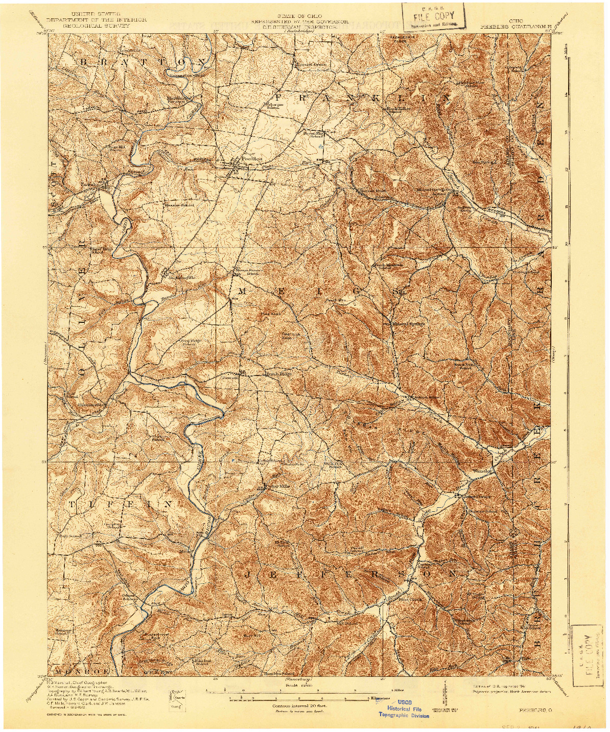 USGS 1:62500-SCALE QUADRANGLE FOR PEEBLES, OH 1918