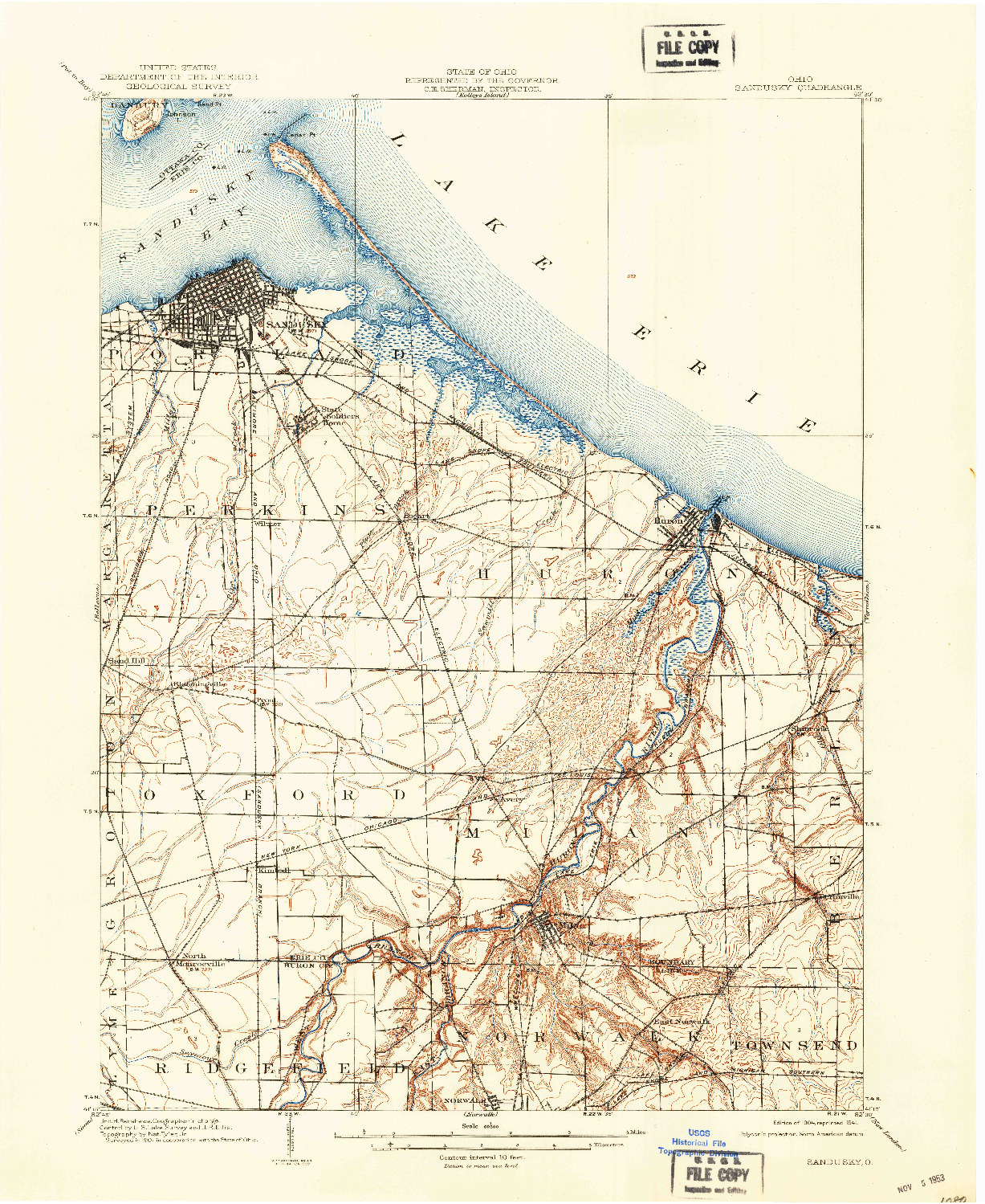 USGS 1:62500-SCALE QUADRANGLE FOR SANDUSKY, OH 1904