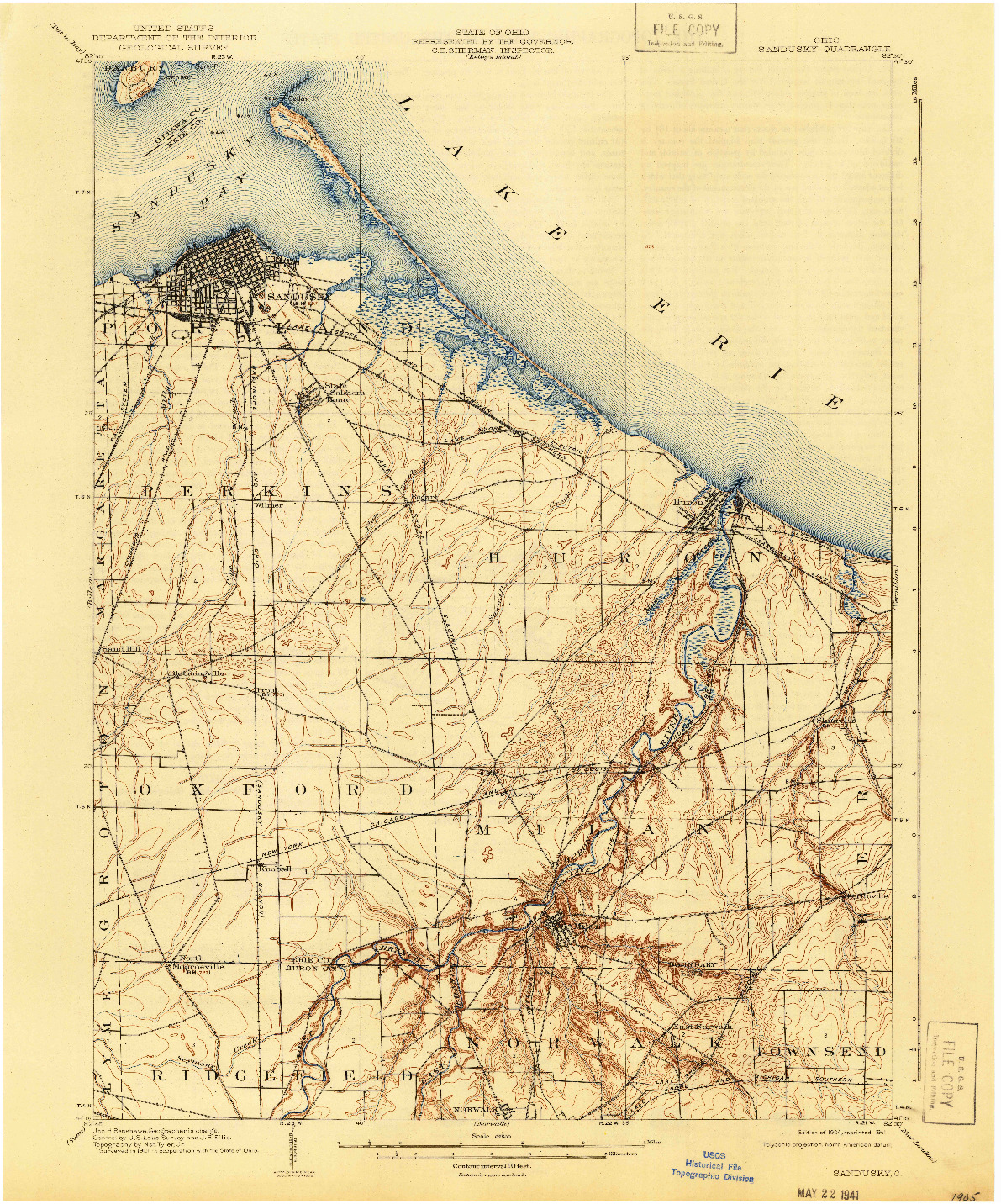 USGS 1:62500-SCALE QUADRANGLE FOR SANDUSKY, OH 1904