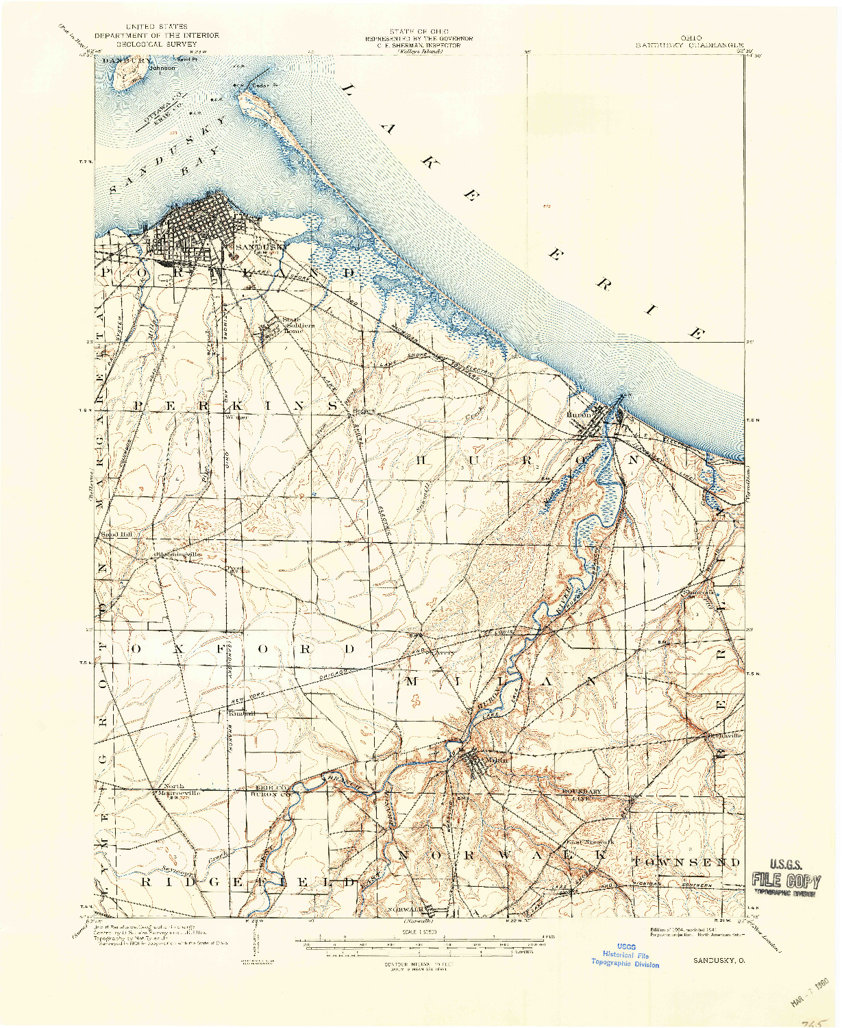 USGS 1:62500-SCALE QUADRANGLE FOR SANDUSKY, OH 1904