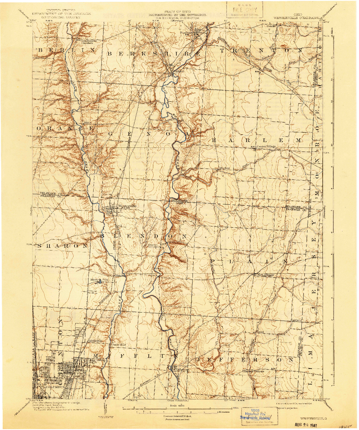 USGS 1:62500-SCALE QUADRANGLE FOR WESTERVILLE, OH 1904