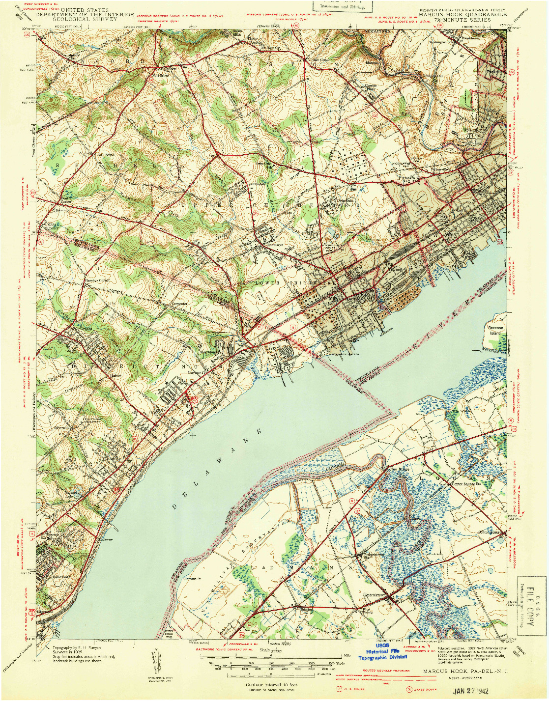 USGS 1:31680-SCALE QUADRANGLE FOR MARCUS HOOK, PA 1941
