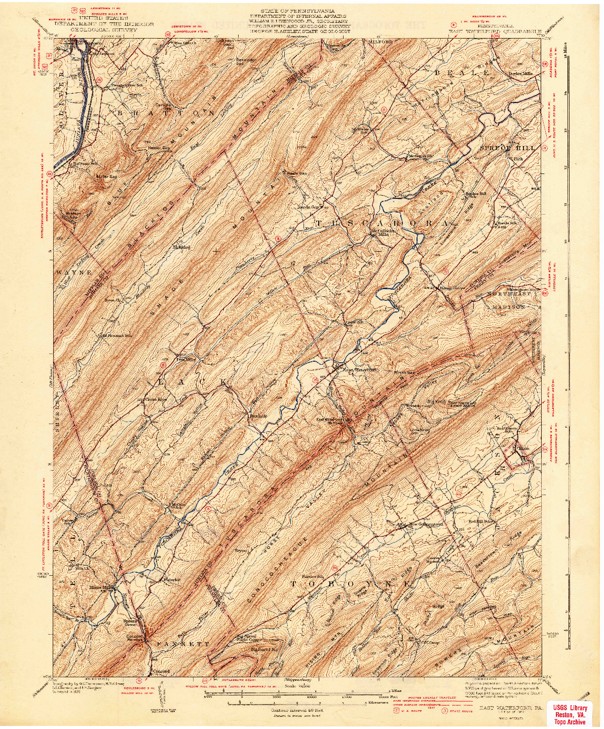 USGS 1:62500-SCALE QUADRANGLE FOR EAST WATERFORD, PA 1941