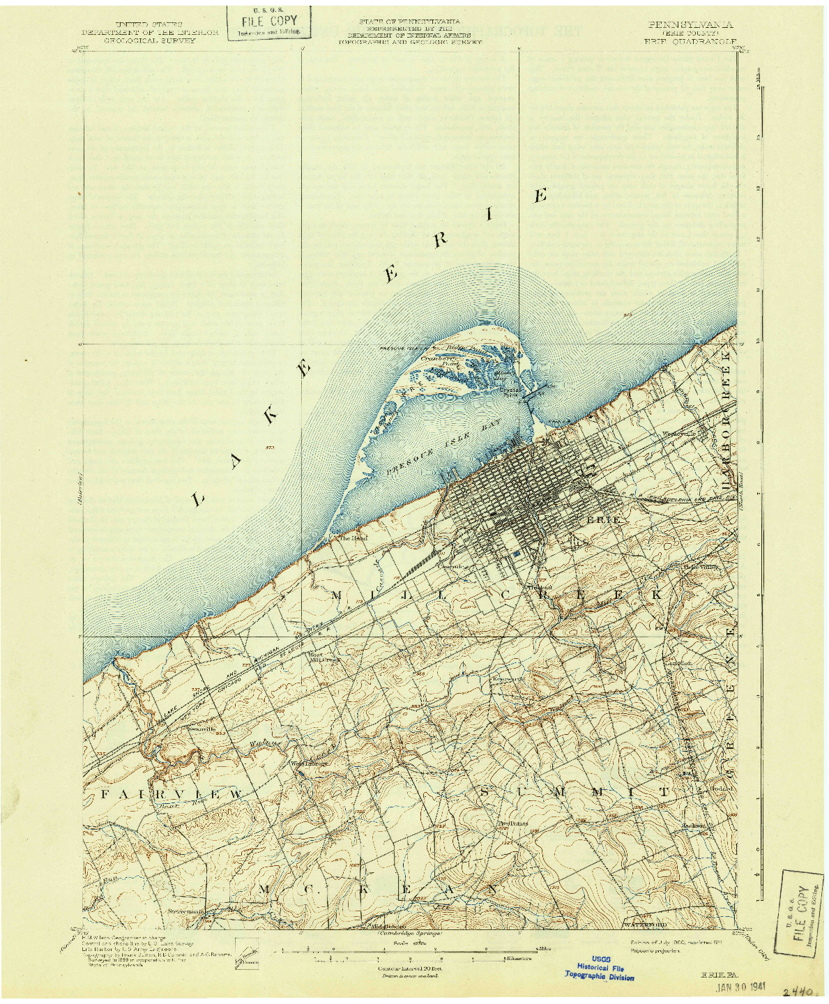 USGS 1:62500-SCALE QUADRANGLE FOR ERIE, PA 1900