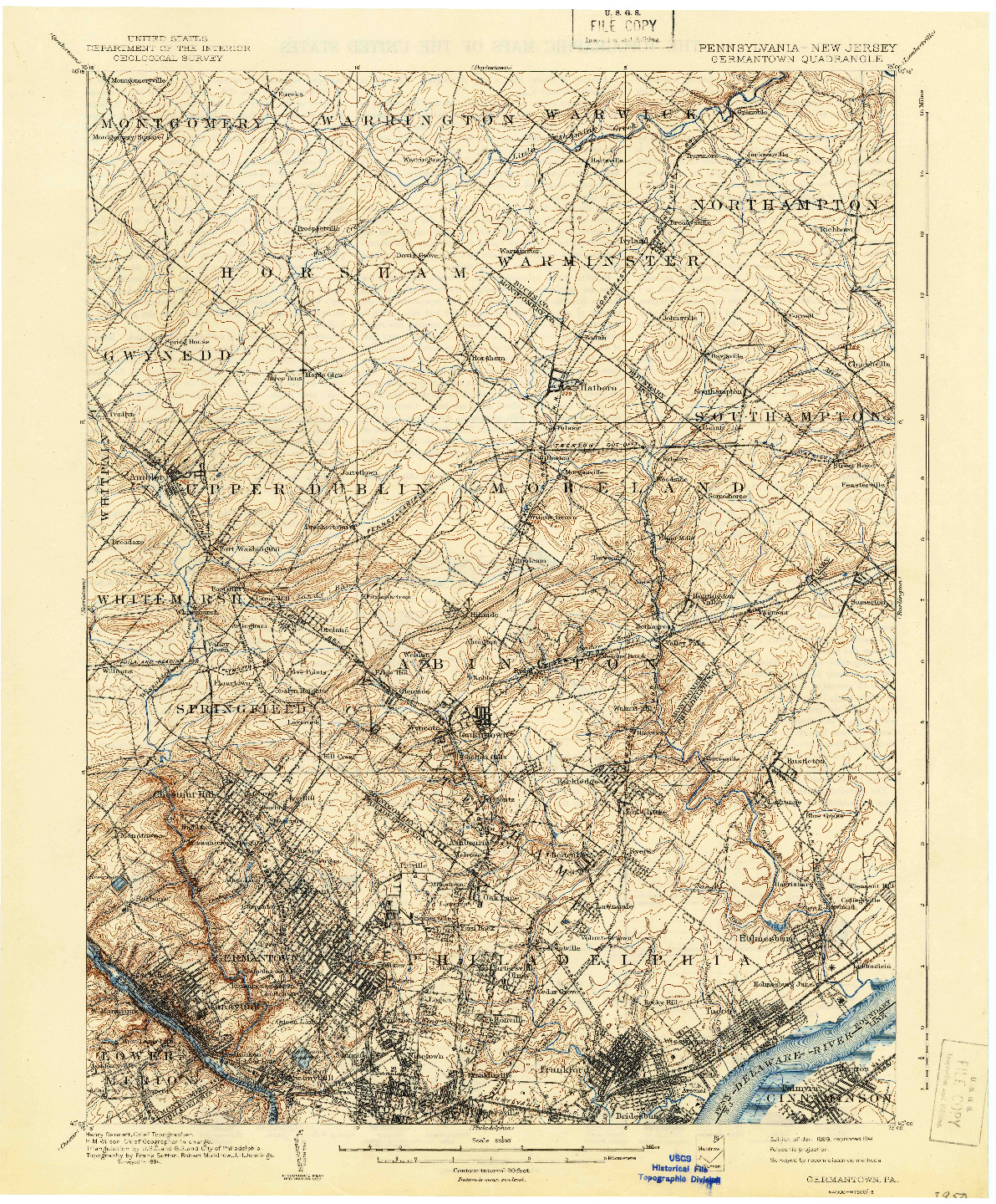 USGS 1:62500-SCALE QUADRANGLE FOR GERMANTOWN, PA 1899