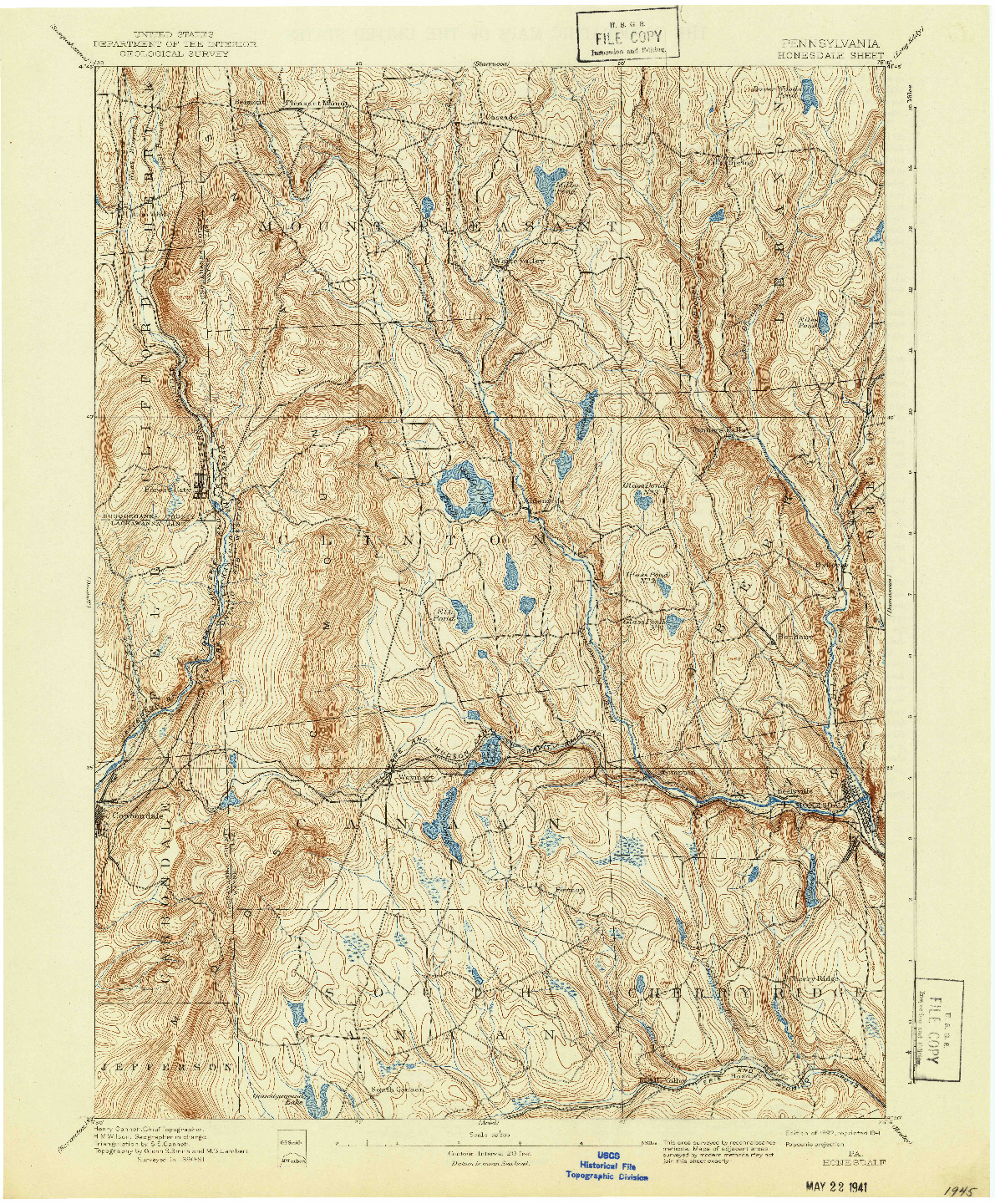 USGS 1:62500-SCALE QUADRANGLE FOR HONESDALE, PA 1892