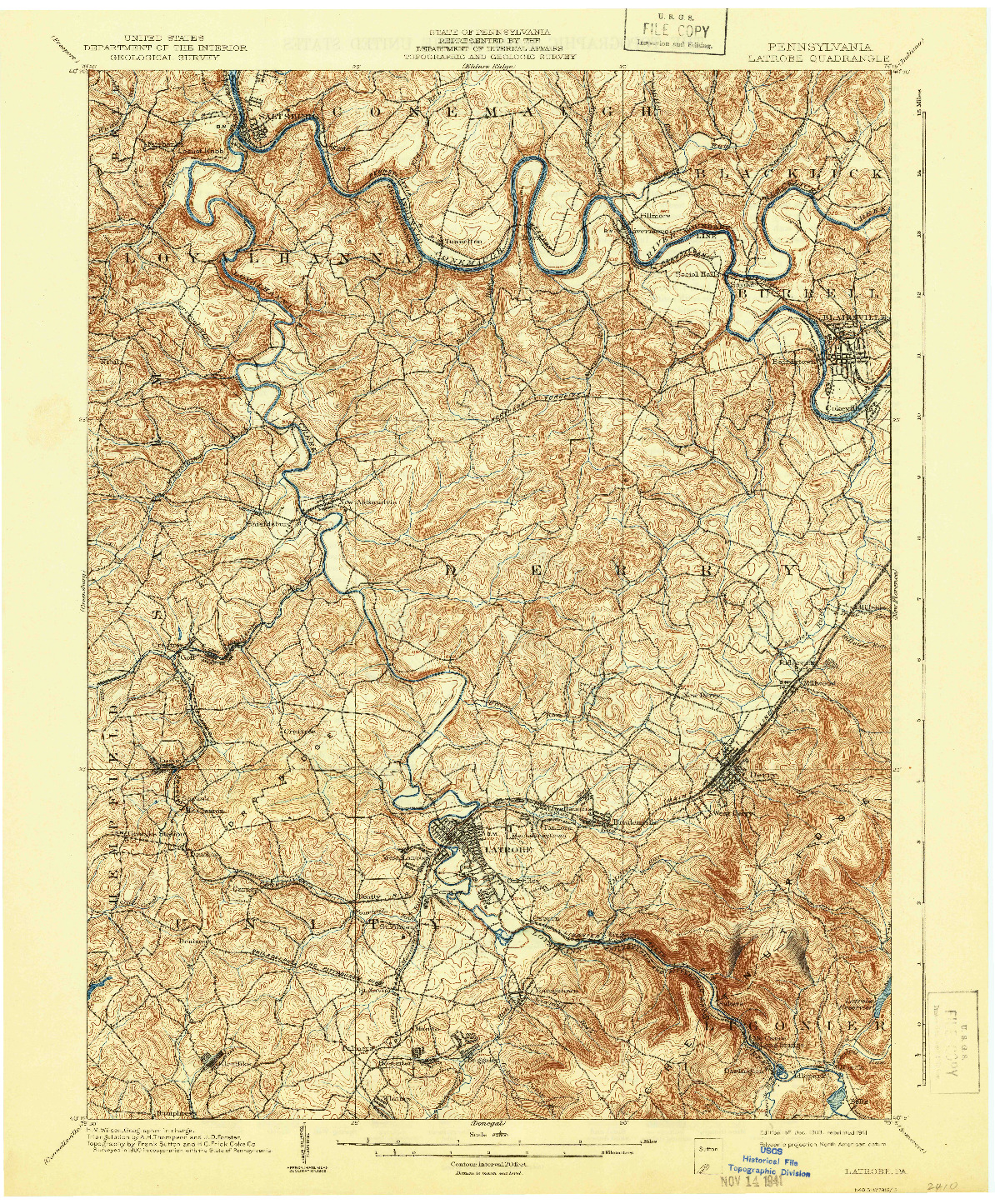 USGS 1:62500-SCALE QUADRANGLE FOR LATROBE, PA 1903