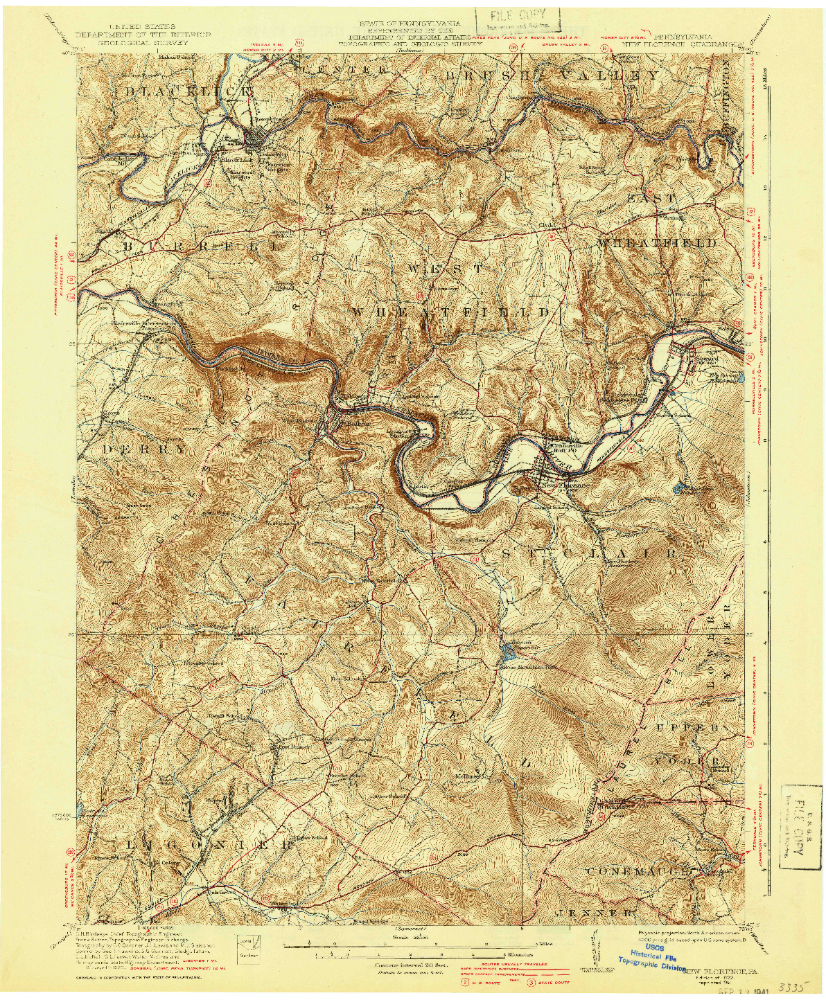 USGS 1:62500-SCALE QUADRANGLE FOR NEW FLORENCE, PA 1922