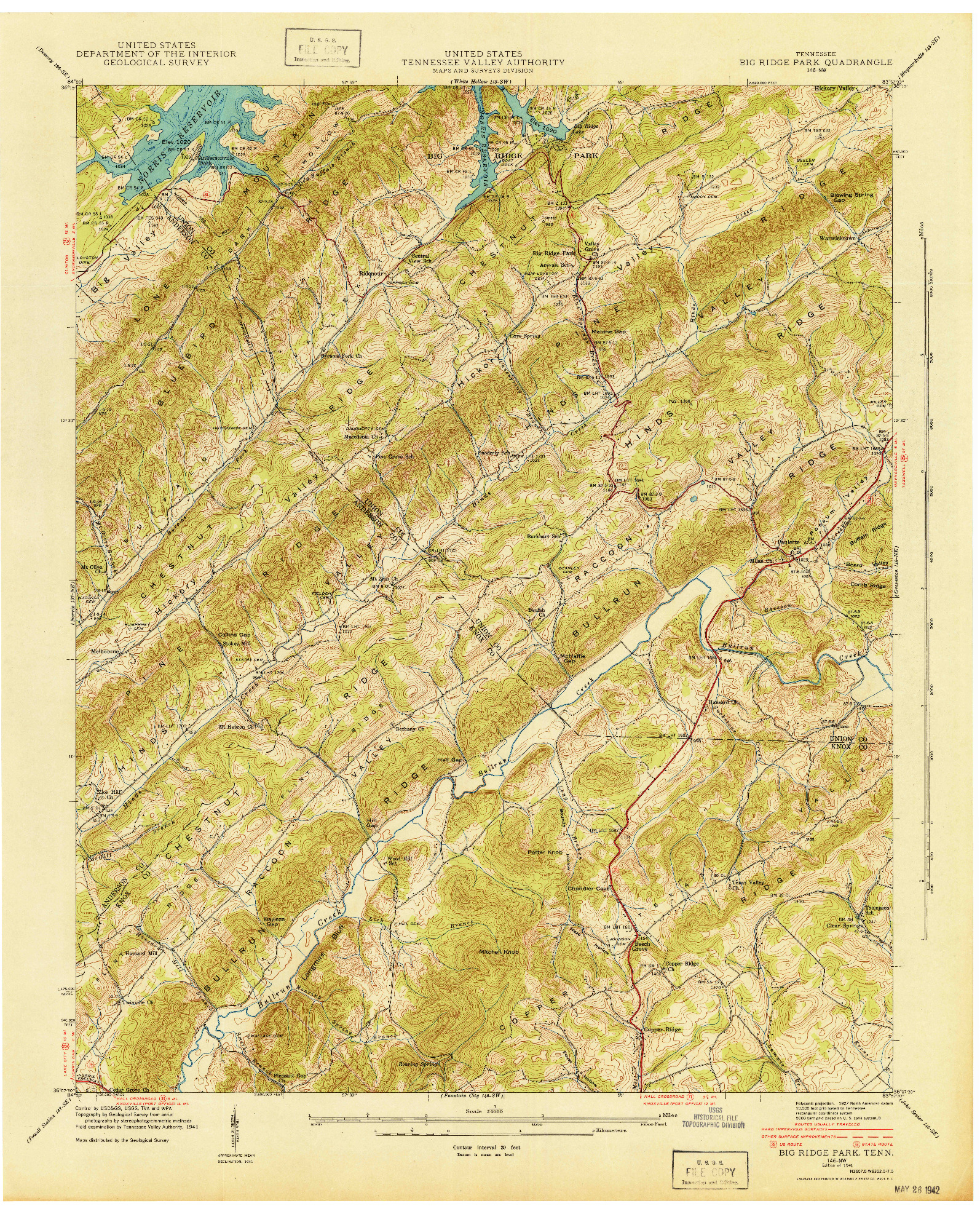 USGS 1:24000-SCALE QUADRANGLE FOR BIG RIDGE PARK, TN 1941