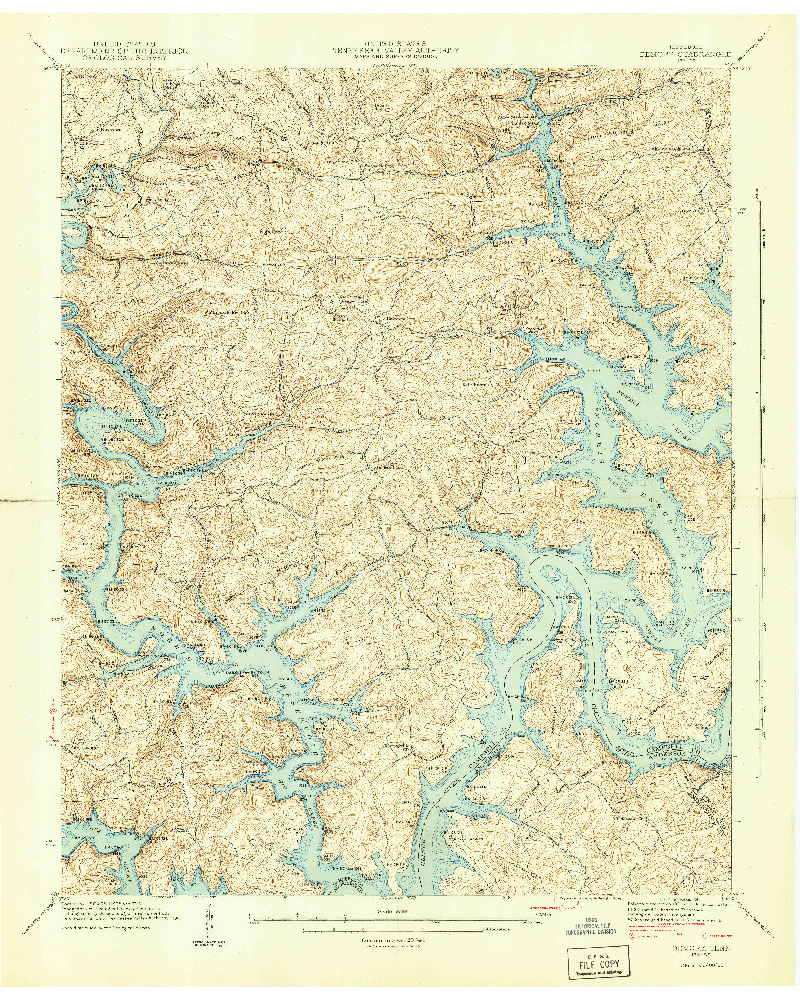 USGS 1:24000-SCALE QUADRANGLE FOR DEMORY, TN 1941