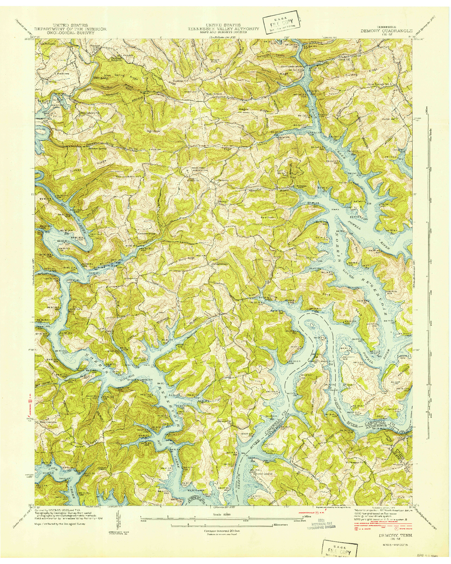 USGS 1:24000-SCALE QUADRANGLE FOR DEMORY, TN 1941