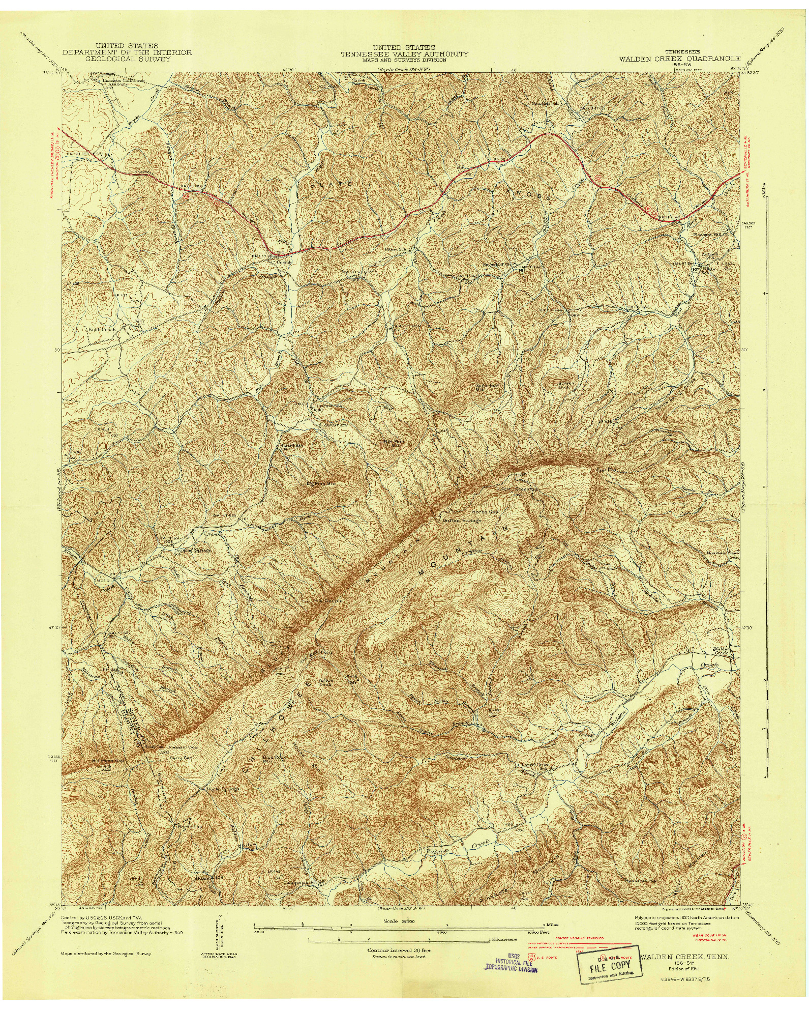 USGS 1:24000-SCALE QUADRANGLE FOR WALDEN CREEK, TN 1941