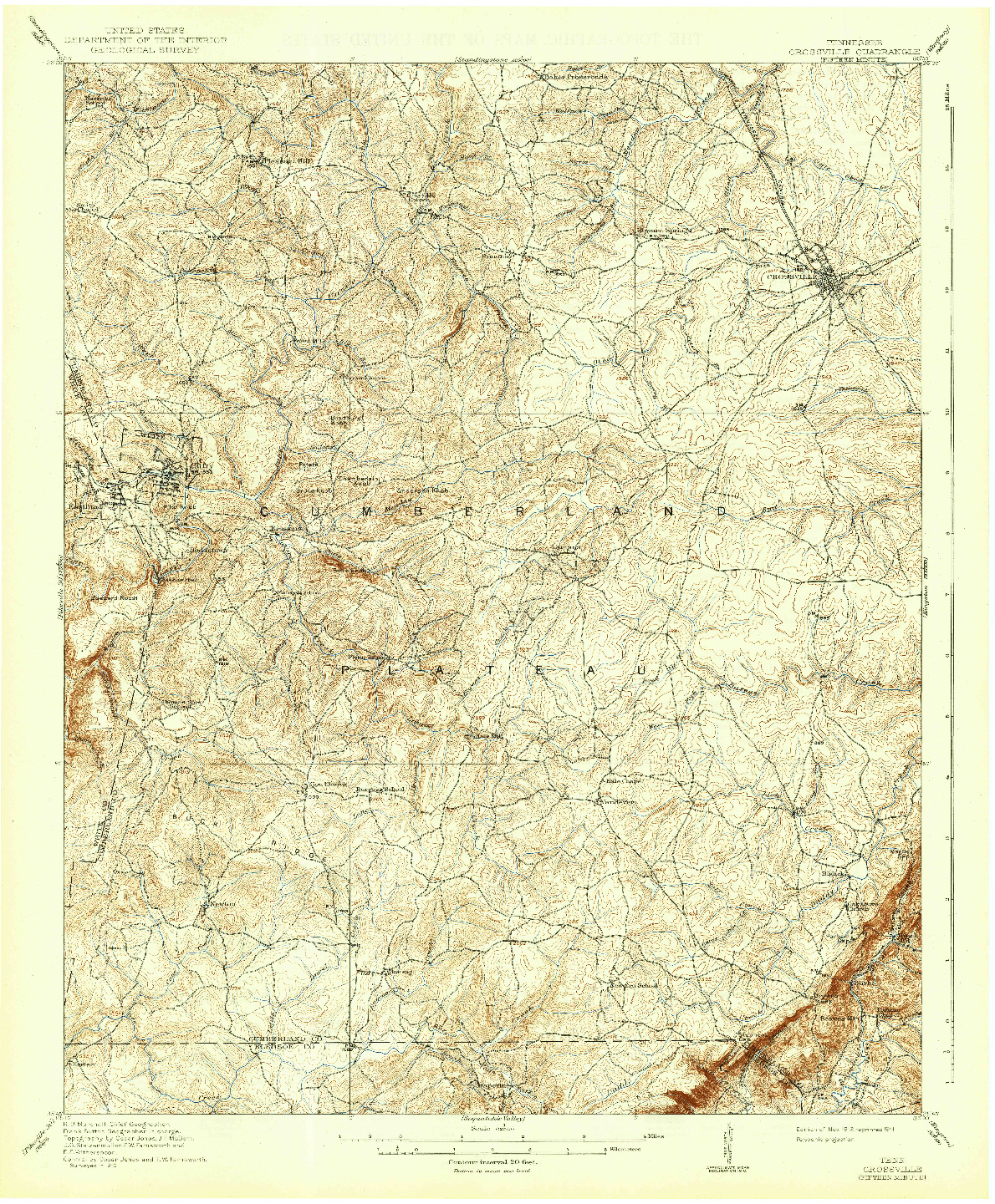 USGS 1:62500-SCALE QUADRANGLE FOR CROSSVILLE, TN 1912