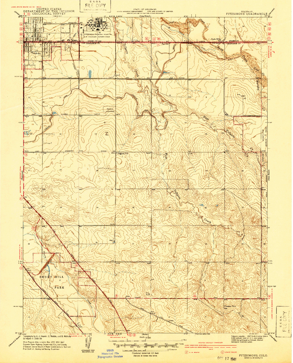 USGS 1:31680-SCALE QUADRANGLE FOR FITZSIMONS, CO 1941