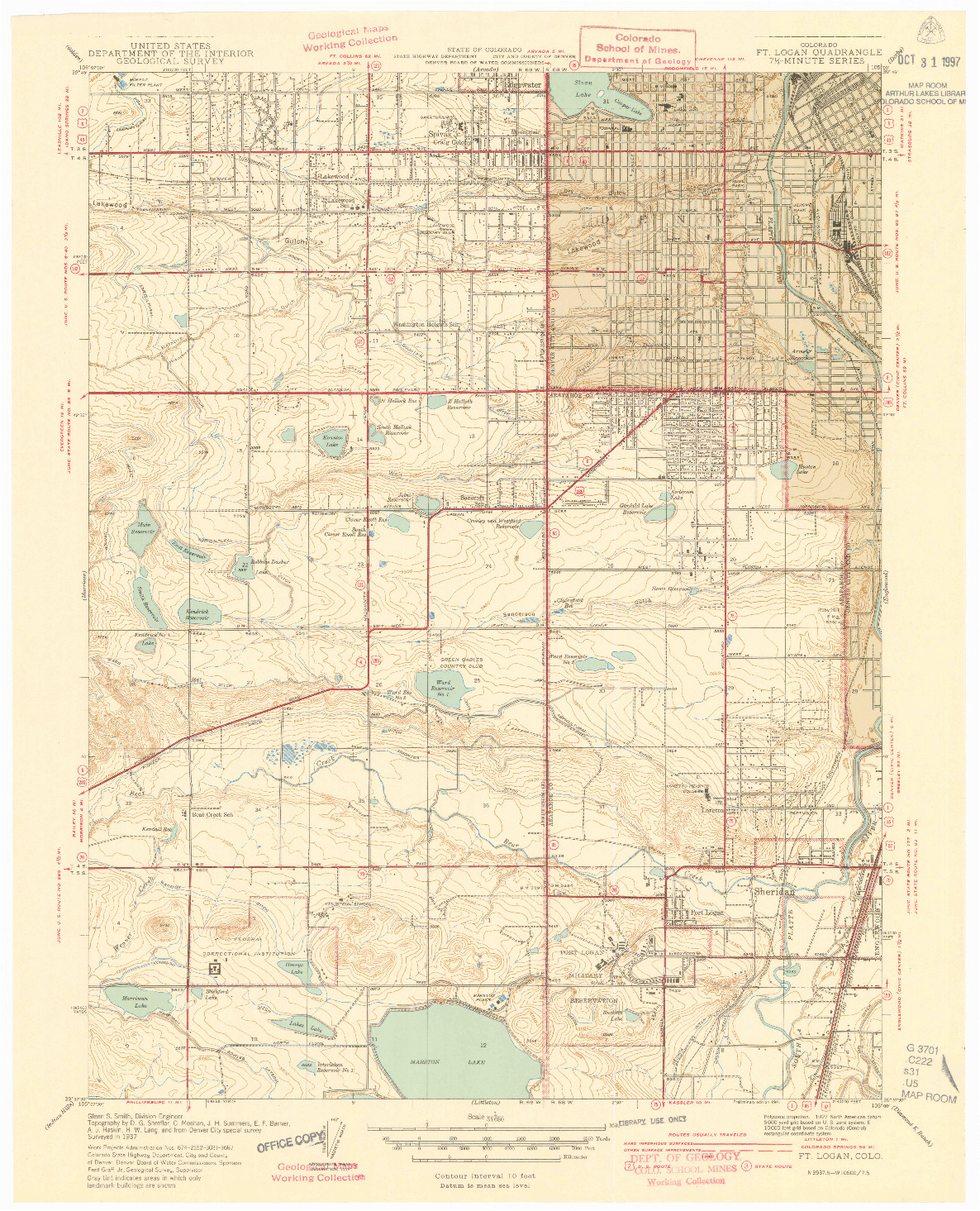 USGS 1:31680-SCALE QUADRANGLE FOR FORT LOGAN, CO 1941