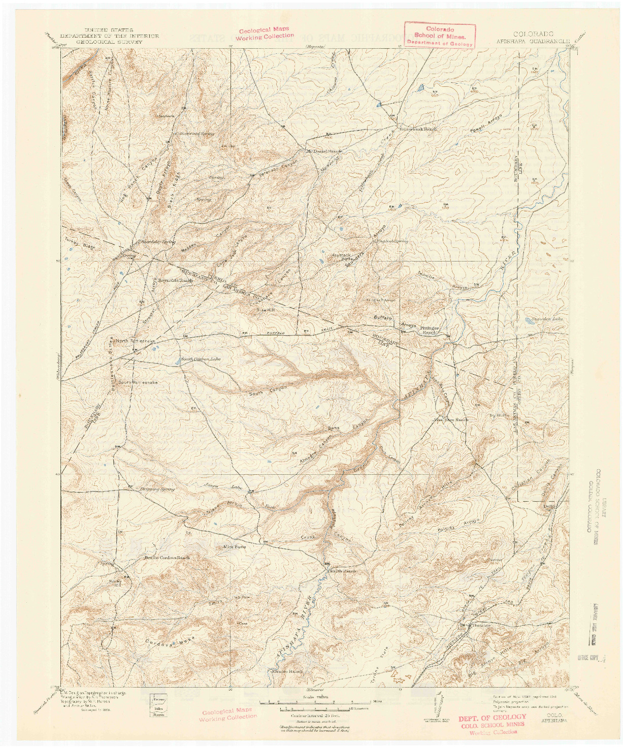 USGS 1:125000-SCALE QUADRANGLE FOR APISHAPA, CO 1897