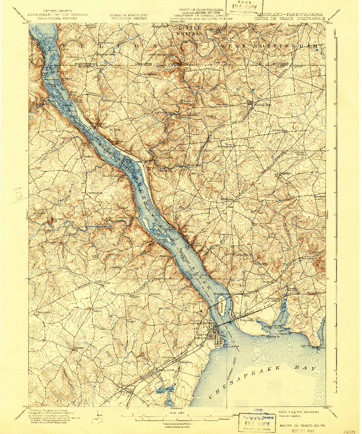 USGS 1:62500-SCALE QUADRANGLE FOR HAVRE DE GRACE, MD 1900