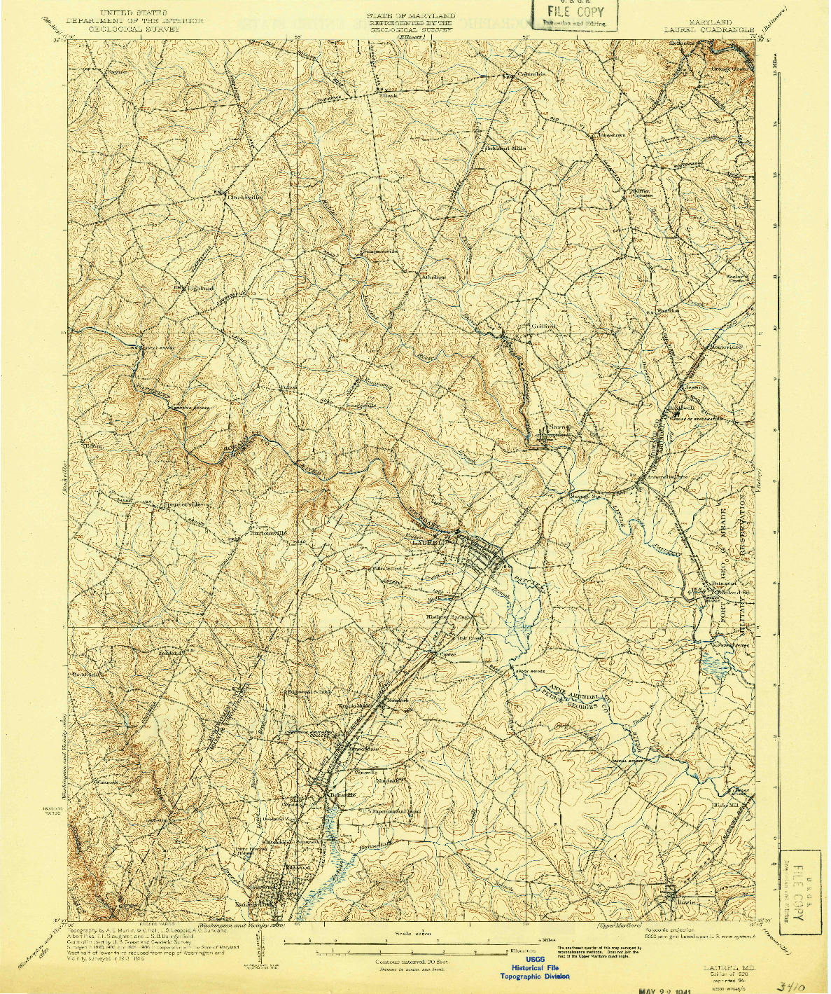 USGS 1:62500-SCALE QUADRANGLE FOR LAUREL, MD 1926