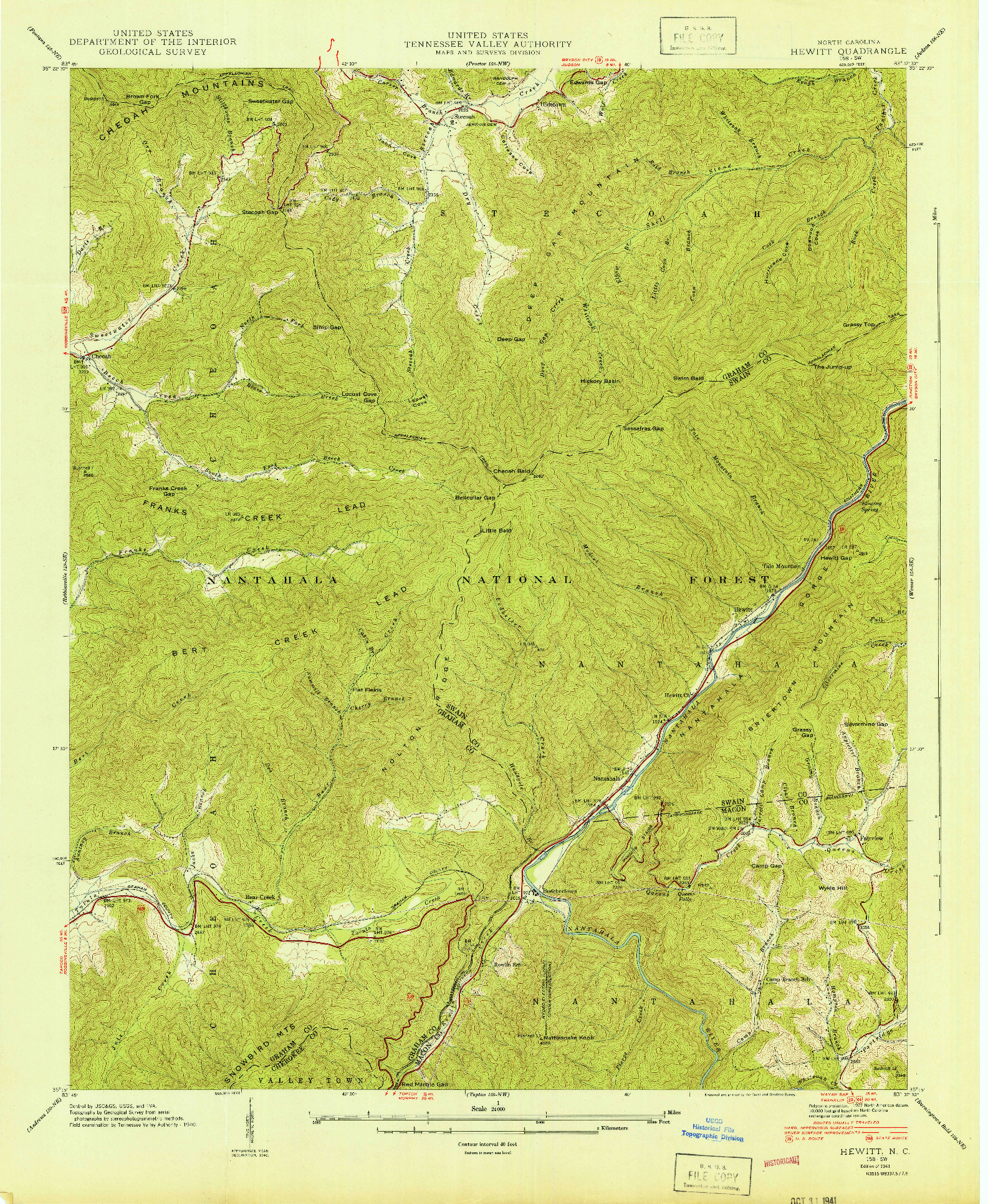 USGS 1:24000-SCALE QUADRANGLE FOR HEWITT, NC 1941