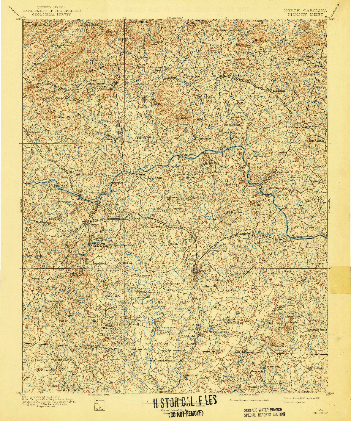 USGS 1:125000-SCALE QUADRANGLE FOR HICKORY, NC 1895