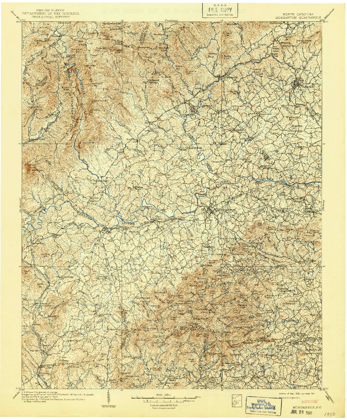 USGS 1:125000-SCALE QUADRANGLE FOR MORGANTON, NC 1905