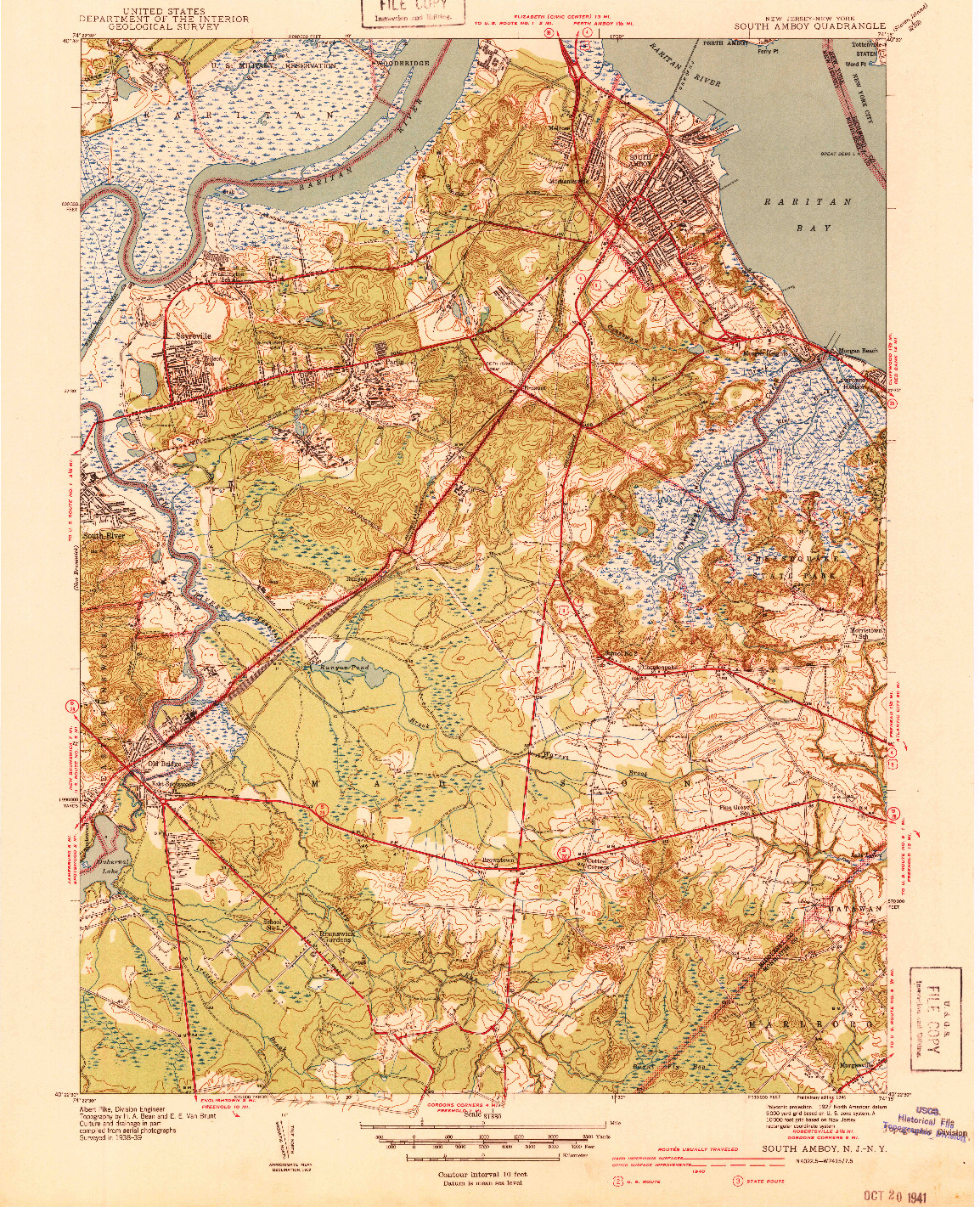 USGS 1:31680-SCALE QUADRANGLE FOR SOUTH AMBOY, NJ 1941