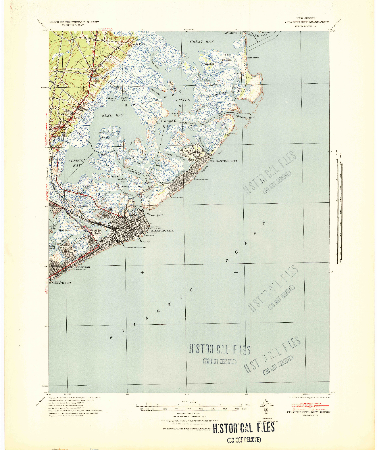 USGS 1:62500-SCALE QUADRANGLE FOR ATLANTIC CITY, NJ 1941