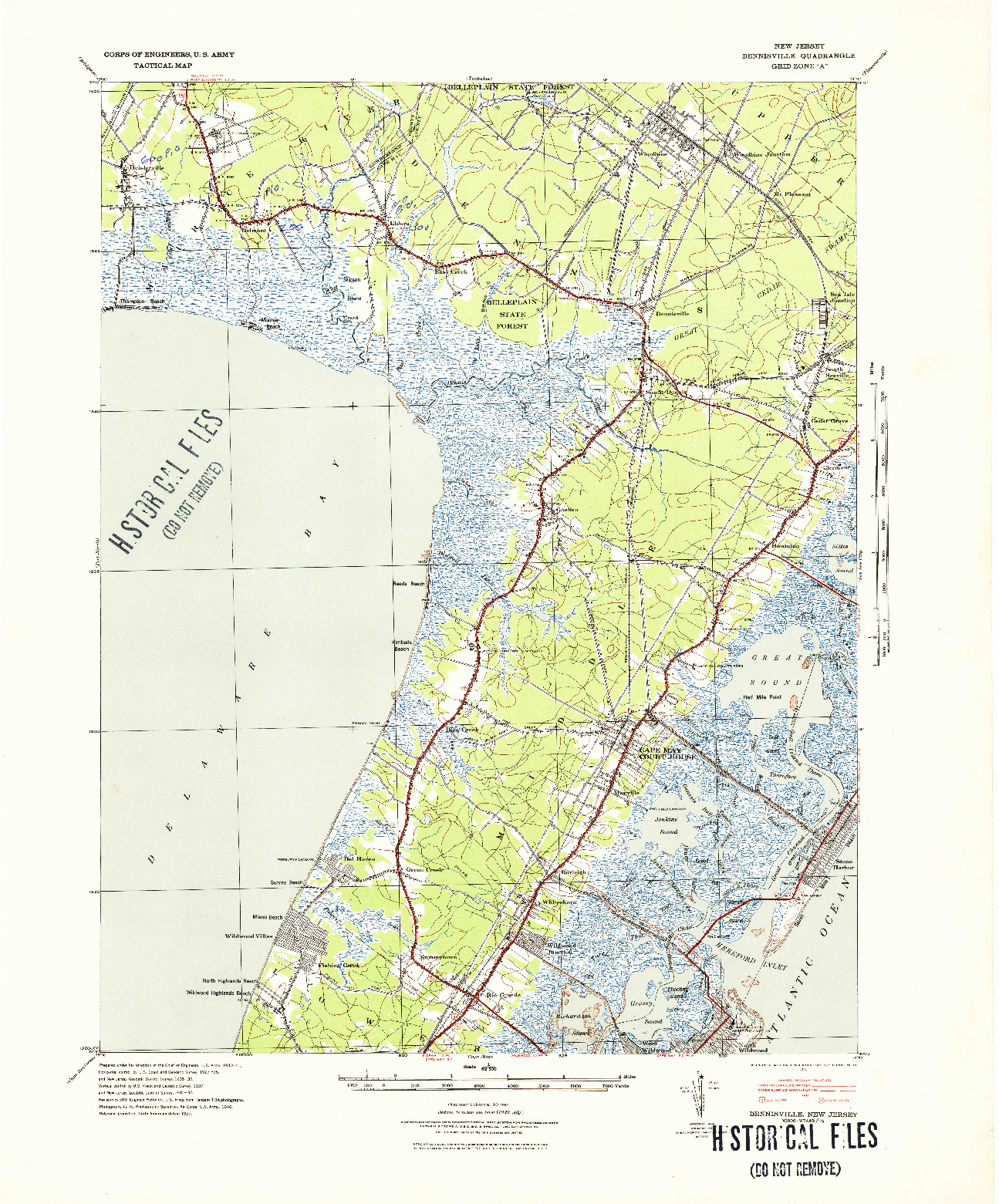 USGS 1:62500-SCALE QUADRANGLE FOR DENNISVILLE, NJ 1941