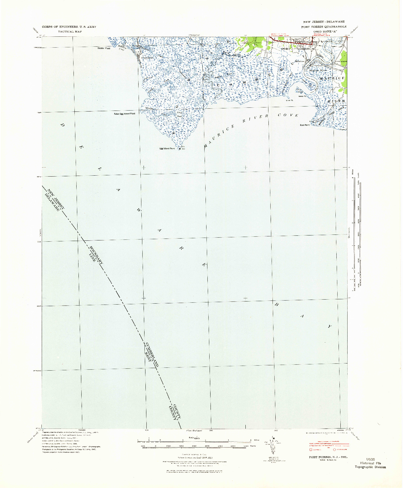 USGS 1:62500-SCALE QUADRANGLE FOR PORT NORRIS, NJ 1941