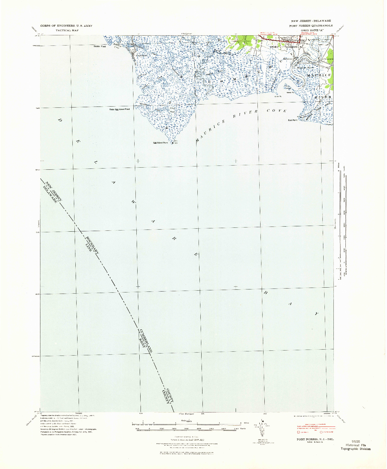 USGS 1:62500-SCALE QUADRANGLE FOR PORT NORRIS, NJ 1941