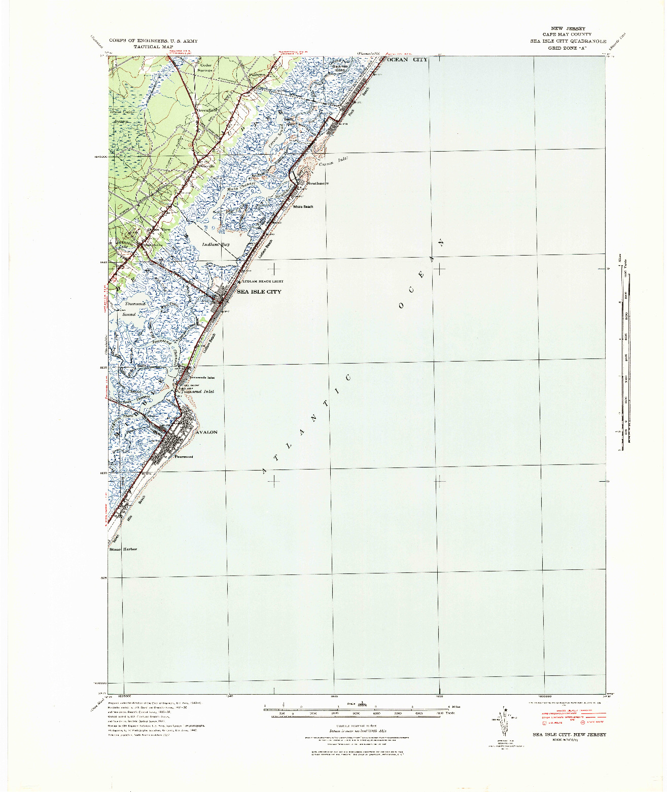 USGS 1:62500-SCALE QUADRANGLE FOR SEA ISLE CITY, NJ 1941