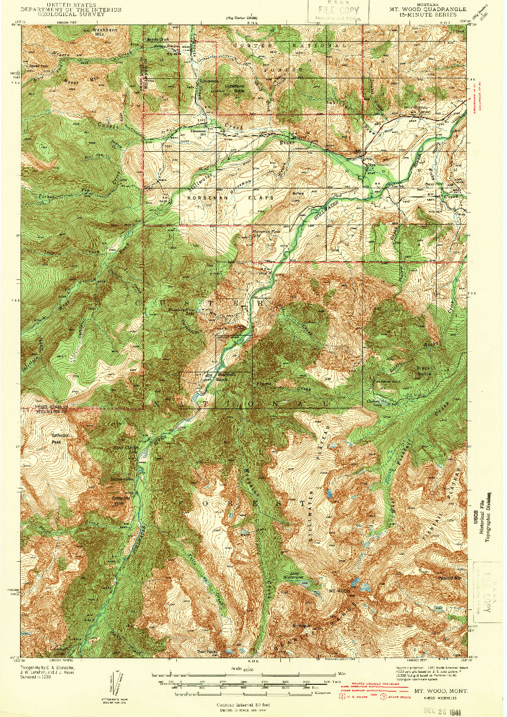 USGS 1:62500-SCALE QUADRANGLE FOR MT WOOD, MT 1939