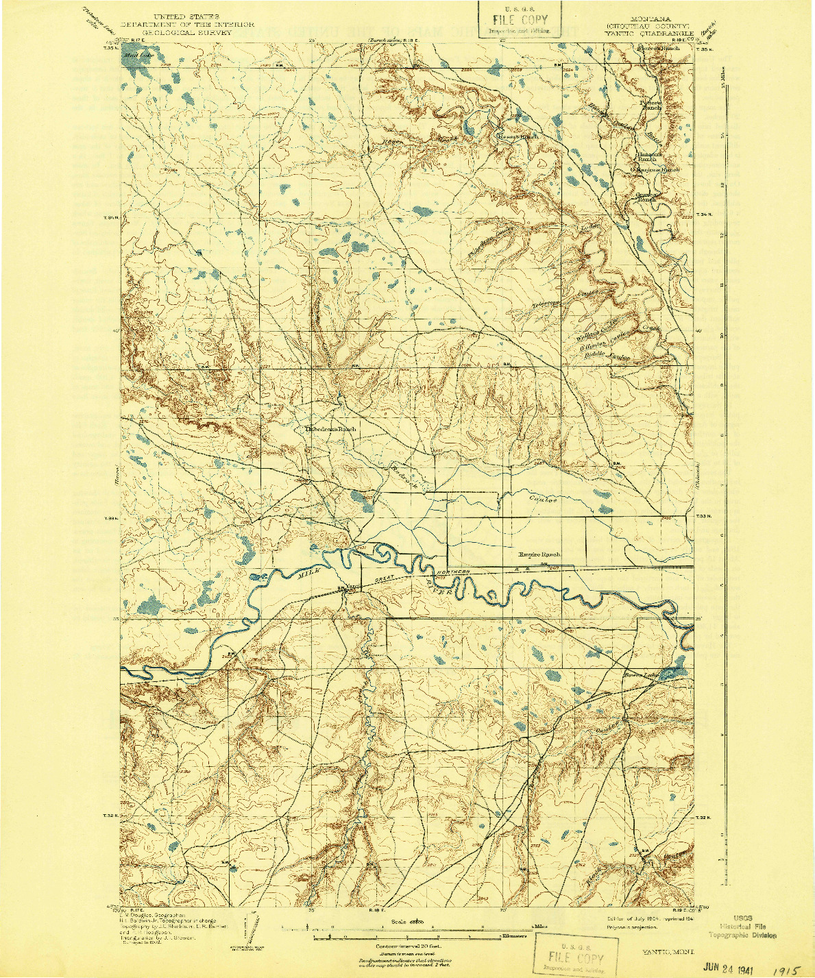 USGS 1:62500-SCALE QUADRANGLE FOR YANTIC, MT 1904