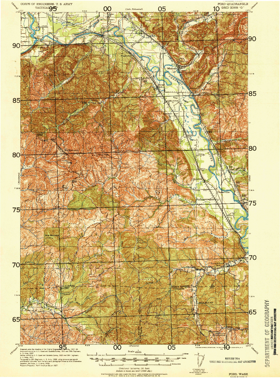 USGS 1:62500-SCALE QUADRANGLE FOR FORD, WA 1941