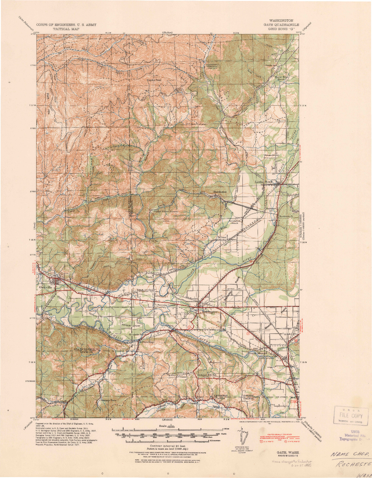 USGS 1:62500-SCALE QUADRANGLE FOR GATE, WA 1941