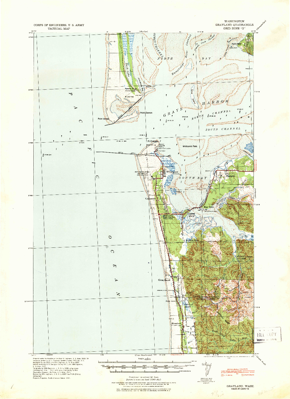 USGS 1:62500-SCALE QUADRANGLE FOR GRAYLAND, WA 1941