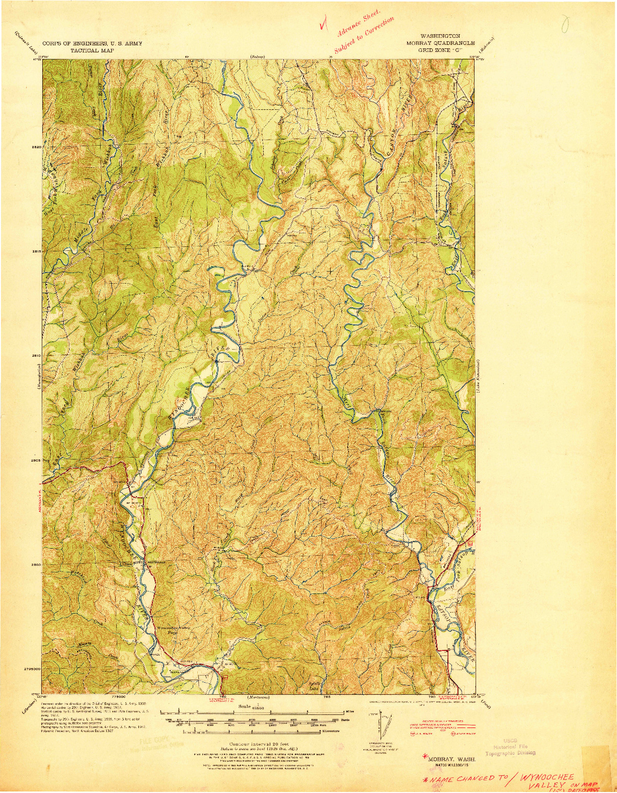 USGS 1:62500-SCALE QUADRANGLE FOR MOBRAY, WA 1941