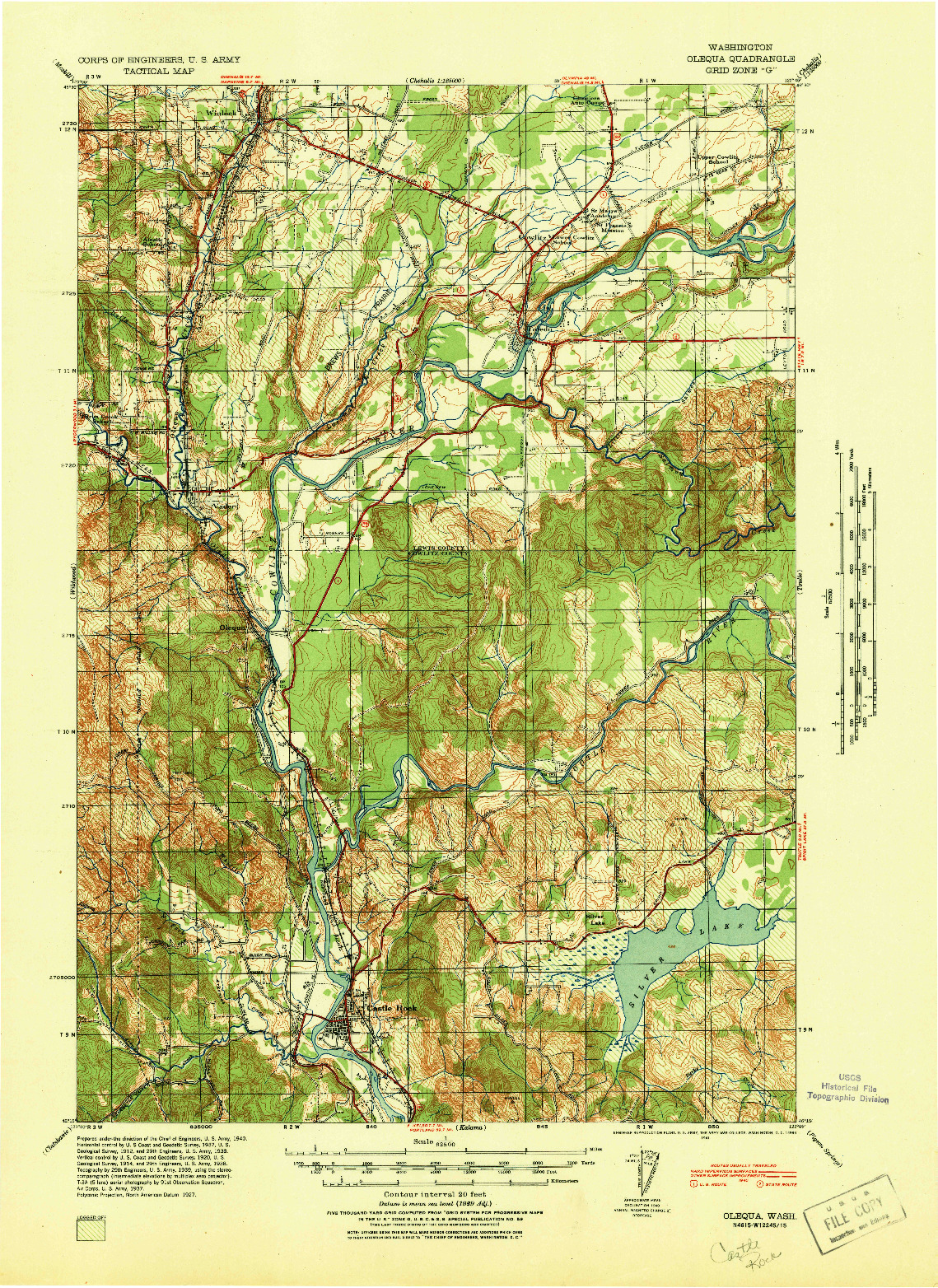 USGS 1:62500-SCALE QUADRANGLE FOR OLEQUA, WA 1941