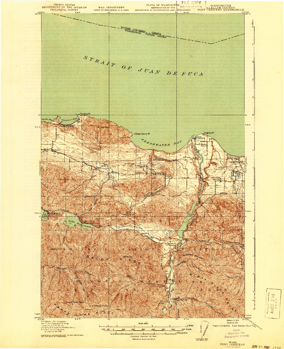 USGS 1:62500-SCALE QUADRANGLE FOR PORT CRESCENT, WA 1919